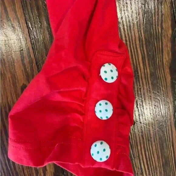 Girls Sweet La Rose Christmas Grinch Polka Dot Ruffle Smock Pants Set Sz 5 - Picture 6 of 11